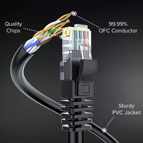 Vista 3 de Maximm Cable Ethernet Cat 6 de 30 pies, cobre 100% puro, cable LAN Cat6, cable de Internet, cable de conexión y cable de red, UTP (negro) de 30 pies