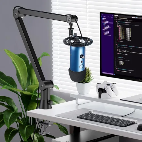 Vista 7 de Youshares Blue Yeti - Soporte de micrófono con filtro pop, brazo de micrófono de alta calidad, brazo de brazo resistente con gestión de cables