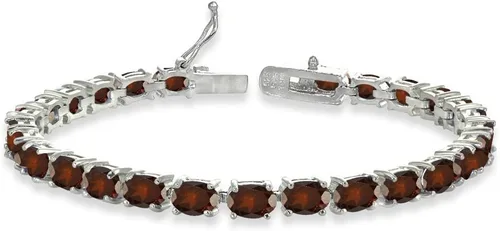 Vista 15 de B. BRILLIANT Pulsera para mujer, pulsera de piedra natal, 0.236 x 0.157 pulgadas, de corte ovalado, auténtica o sintética, pulseras de plata de ley