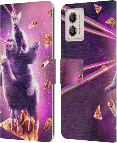 Vista 20 de Head Case Designs Officially Licensed Random Galaxy Cat & Electric Pancakes Space Llama Leather Book Wallet Case Cover Compatible with Motorola Moto