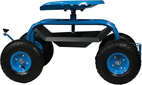 Vista 7 de Sunnydaze Rolling Garden Cart with Swivel Seat, Handle, and Basket