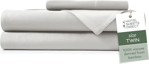 Vista 31 de Hotel Sheets Direct - Juego de sábanas 100% viscosa derivada de bambú tamaño individual - sábanas refrescantes con 1 funda de almohada