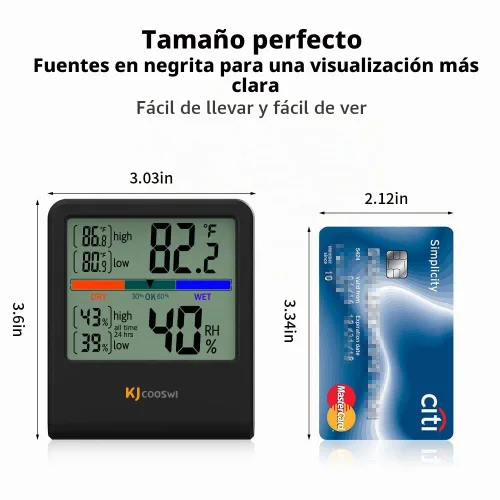 Vista 2 de Termómetro digital higrómetro, termómetro de pared para interiores, humedad interior con alta precisión, adecuado para invernadero, hogar y oficina