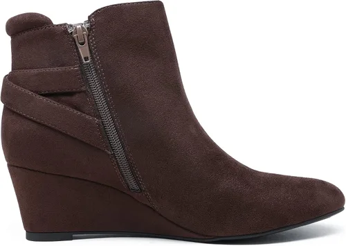 Vista 2 de DREAM PAIRS Botines de tacón de cuña negros para mujer