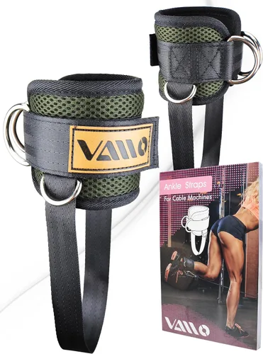 Vista 11 de VAIIO Correas para tobillo para máquinas de cable, neopreno de calce cómodo ajustable, refuerzo con doble anillo en D - Tobilleras prémium