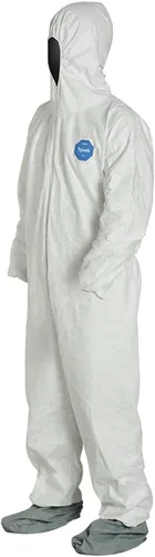 Vista 3 de DuPont Tyvek 400 TY122S Buzo de seguridad desechable, con protector de botas, XL, paquete de 25