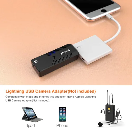 Vista 3 de FIFINE Micrófonos inalámbricos para computadora, sistema de micrófono inalámbrico USB para PC y Mac, sistema de auriculares UHF con receptor USB