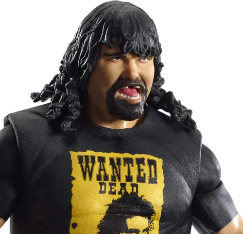 Vista 6 de WWE Elite Collection Mick Foley WrestleMania 22 Figura de acción con articulación de lujo, detalles realistas, equipo de anillo auténtico, manos