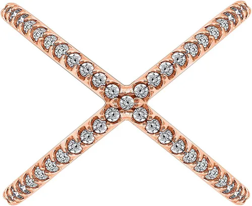 Vista 2 de Tienda Collection Sterling Silver Made with Infinite Elements Cubic Zirconia Criss Cross Single X Ring