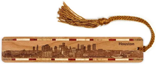 Vista 10 de Miami Florida City Skyline - Marcapáginas de madera grabado con borla, fabricado en Estados Unidos