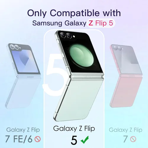 Vista 2 de JETech Funda para Samsung Galaxy Z Flip 5, antiamarilleo, transparente Shockproof Protection, Scratch Resistant Hard PC Back, Durable Transparent