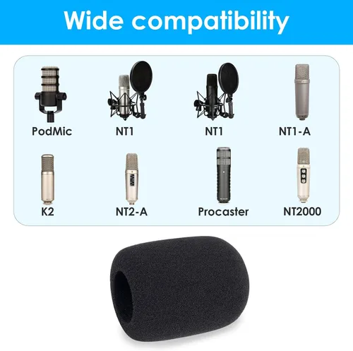 Vista 2 de YOUSHARES Filtro anti-pop para micrófono NT1-A - Funda de esponja para parabrisas de micrófono para Rode NT1-A, NT2-A, NTK, NT1000, NT2000, K2