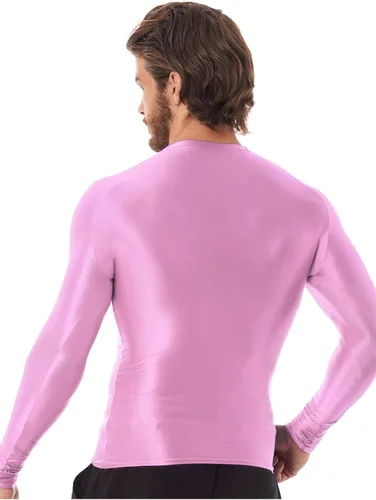Vista 5 de Linjinx Camiseta brillante de manga larga para hombre, camiseta de compresión transparente