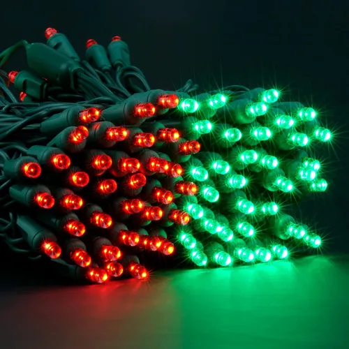 Vista 4 de Luces de Navidad de gran angular de una pieza rojas y verdes, 140 unidades, 48 pies, 2 juegos de 70 LED de 24 pies de alto, impermeables, 0.197 in