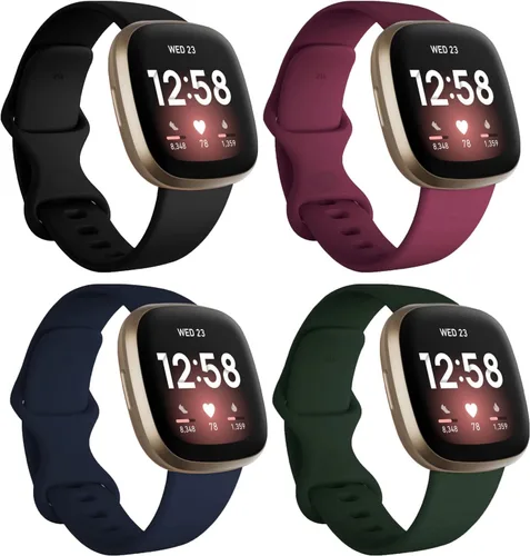 Vista 21 de Seleek Bandas de Repuesto Compatibles con Fitbit Versa 3 / Versa 4 / Sense/Sense 2, Pulseras Accesorios Clásicos de Silicona Ajustables Correas