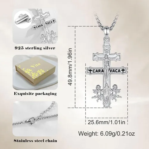 Vista 84 de Vito Collar de plata de ley 925 para mujeres y hombres, San Benito, crucifijo, Caravaca, San Cristóbal, San Judas, medalla patronal, amuleto