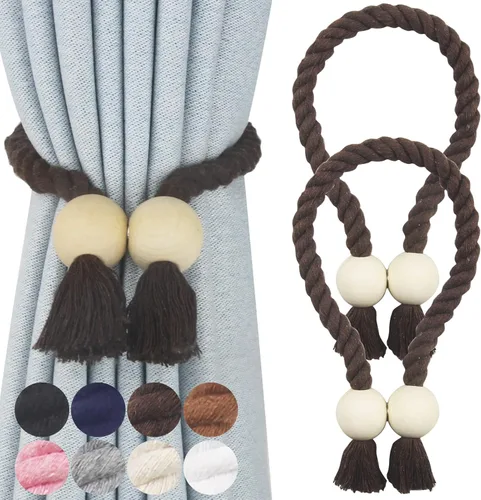 Vista 34 de Alzapaños magnéticos para cortinas, alzapaños decorativos Nieffeiy Beige