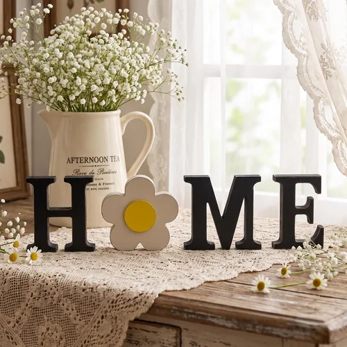 Vista 8 de Glitzhome Letreros intercambiables para casa y mesa con 13 piezas de iconos de temporada, letrero de madera intercambiable para casa para decoración