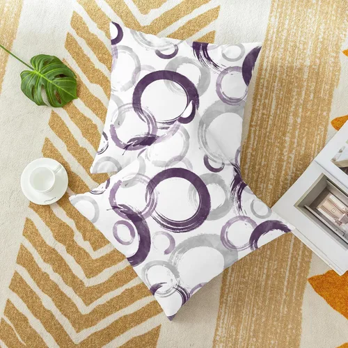 Vista 4 de CaliTime Juego de 2 fundas de almohada decorativas con estampado de círculos geométricos de tinta y lavado, para sofá, cama, decoración de casa