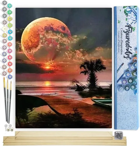 Vista 25 de Figured'Art Pintura por números para adultos, flores rojas abstractas, 16 x 20 pulgadas, kit de pintura artística para manualidades, lienzo