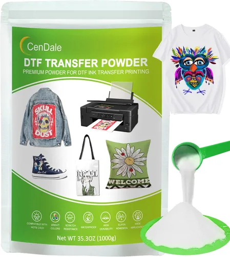 Vista 7 de CenDale DTF Powder Kit, Includes Fine Medium, White Black Digital DTF Transfer Powder for Sublimation, Compatible with DTF and DTG Printers, DTF