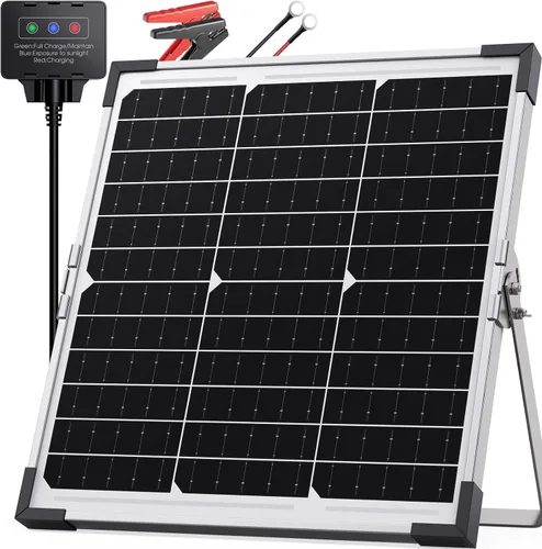 Vista 11 de Mantenedor de batería solar de 7.5 W y cargador de goteo, panel impermeable de 12 V con controlador inteligente IP68, protección contra sobrecarga