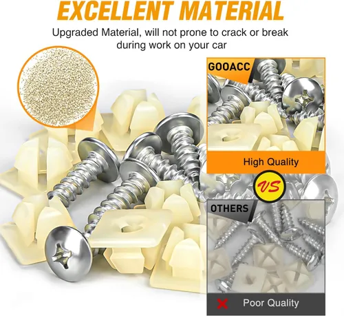 Vista 3 de GOOACC Juego de tornillos para placa de matrícula, tornillos de acero inoxidable con tuercas de nylon para sujetar placas de matrícula delanteras