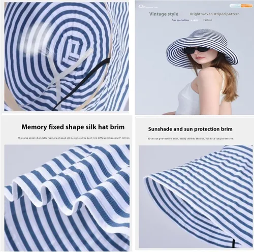 Vista 5 de Sombrero de visera para el sol para mujer, de ala ancha, UPF 50+, protección UV, enrollable, sombrero de pesca Beige