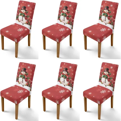Vista 34 de Rnyleeg Fundas navideñas para sillas de comedor, fundas de asiento de comedor con estampado de campanas brillantes, juego de 1 funda suave y lavable