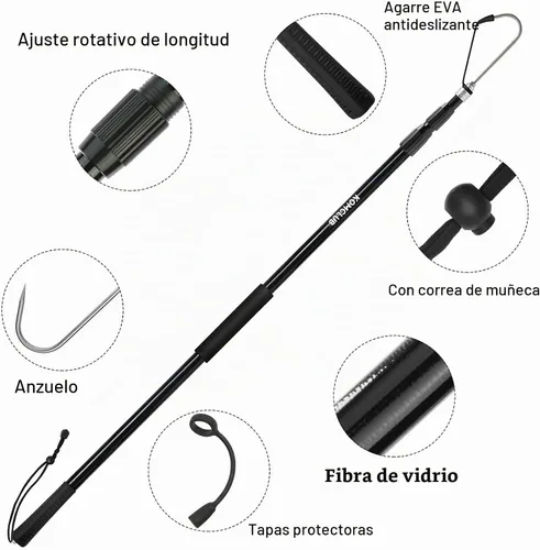Vista 4 de KOMCLUB Telescopic Fishing Gaff with Super Sharp Spear Hook