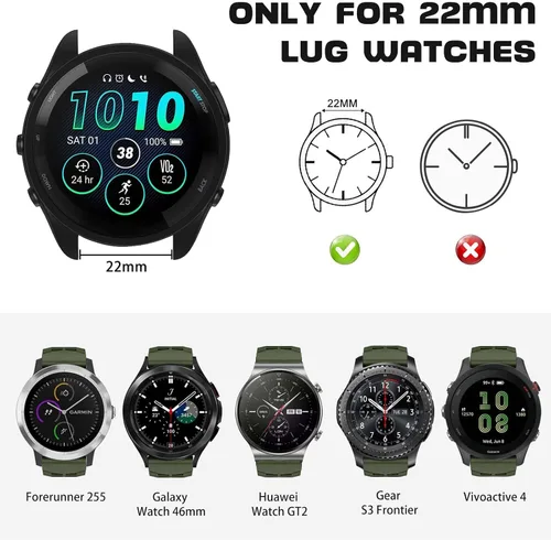 Vista 3 de ISABAKE Compatible con Garmin Vivoactive 4/Venu 2/Forerunner 255 265 Bandas, correa de silicona deportiva para Samsung Galaxy Watch 3 1.772 Verde