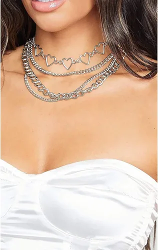 Vista 4 de Collar de cadena de bloqueo cadenas de Egirl collar con colgante de llave con cerradura de declaración juego de 2 cadenas largas de múltiples capas