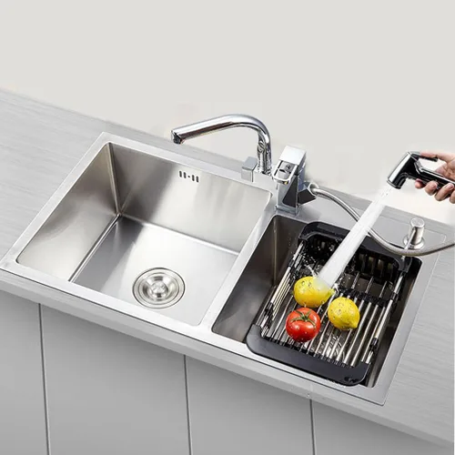 Vista 6 de Escurridor de platos para fregadero, escurridor de acero inoxidable para fregaderos de 12.5 a 20.5 pulgadas, organizador de encimera de cocina