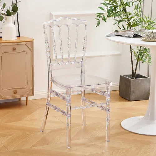 Vista 6 de KAIHAOWIN Chiavari - Silla de comedor de acrílico transparente Morden para eventos, bodas, fiestas, recepción, transparente