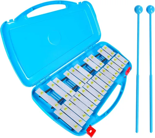 Vista 5 de EASTROCK 25 Notas Xilófono profesional Glockenspiel con caja Stick Negro Aluminum Alloy Piano Keys ABS Hard Storage Box Percussion Instrument Kit