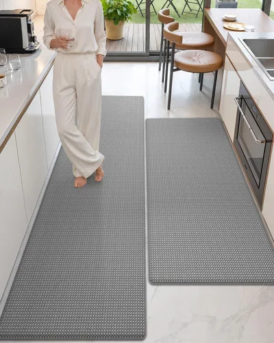 Vista 44 de Color&Geometry - Alfombras de cocina antideslizantes e impermeables Alfombra de cocina acolchada Alfombra antifatiga para pararse de 30 x 18 Verde