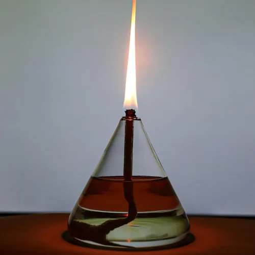 Vista 3 de Lámpara de aceite de cono pequeño líquido recargable - Vela de aceite de vidrio borosilicato resistente (cono)