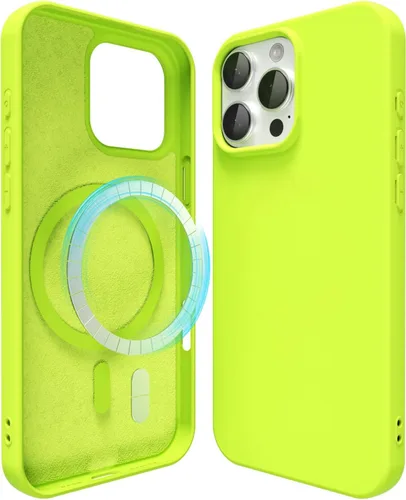 Vista 172 de oakxco Funda de silicona para iPhone 12 Pro Max, magnética, compatible con carga inalámbrica Magsafe, cubierta protectora de goma suave y delgada