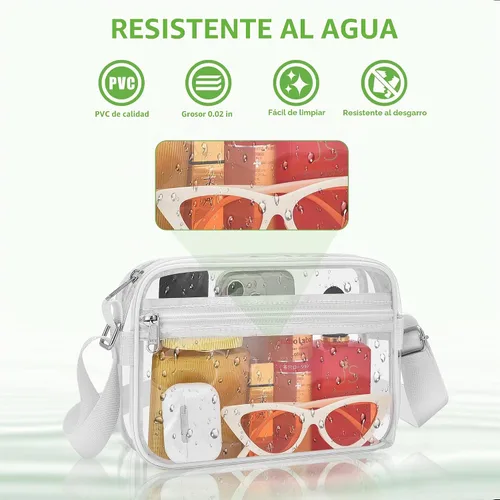 Vista 7 de MAY TREE Clear Purse for Stadium Events, Small Clear Messenger Bag Blanco