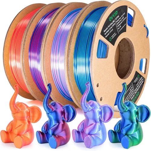 Vista 11 de OVV3D - Paquete de filamentos para impresora 3D PLA brillante, multicolor Negro Azul Púrpura Verde