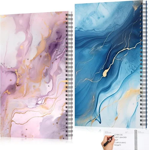 Vista 10 de Jutom 2 blocs de cuadernos jumbo para zurdos de 11 x 8.5 pulgadas, encuadernados con alambre para zurdos, 200 páginas, diario inspirador para negro
