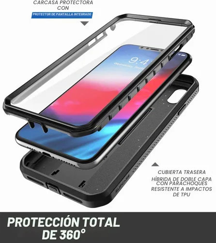 Vista 3 de SUPCASE Funda para iPhone Xs Max (6.5 pulgadas) con protector de pantalla Negro