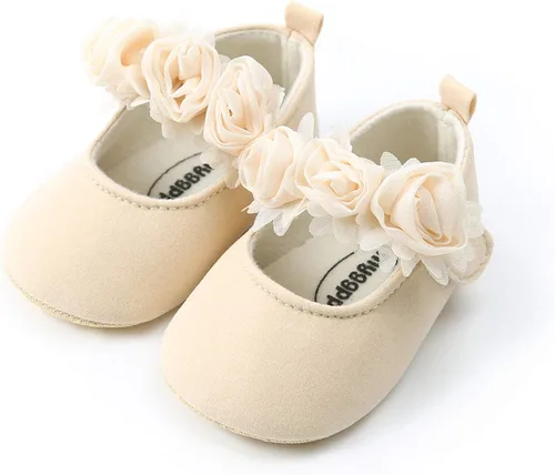 Vista 4 de myppgg Zapatos planos Mary Jane para bebé niña, con lazo brillante, vestido de princesa, zapatos de cuna antideslizantes para niños pequeños que