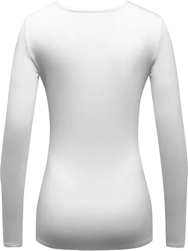 Vista 4 de OThread & Co. Camiseta de manga larga para mujer, cómoda camiseta básica elástica