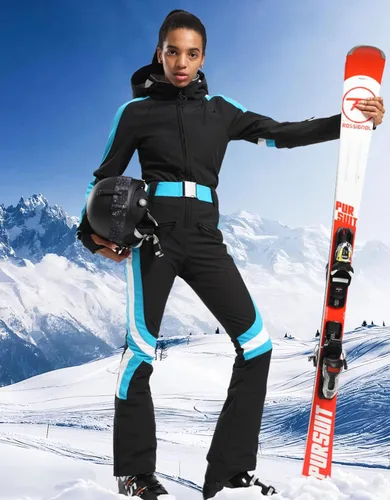 Vista 65 de GSOU SNOW Traje de esquí para mujer, traje de nieve delgado de una pieza, chaqueta de nieve, impermeable, resistente al viento, deportes al aire