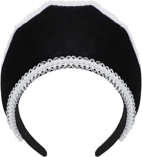 Vista 3 de Diadema victoriana de terciopelo con perlas isabelinas Tudor Coronet Negro