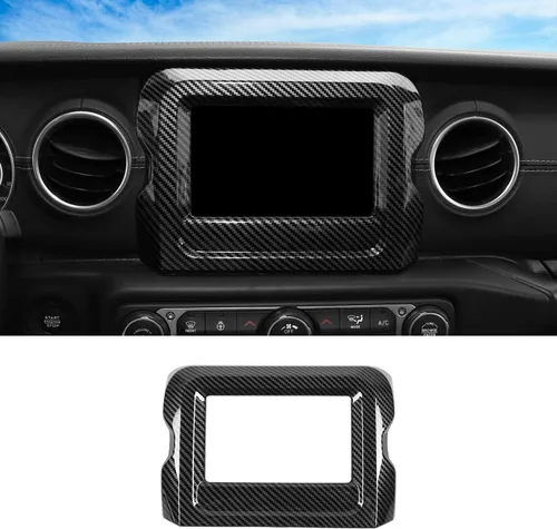 Vista 11 de CheroCar Marco de panel de pantalla GPS de navegación, accesorios interiores compatibles con Jeep Wrangler JL JLU y Gladiator JT 2018-2022, azul..