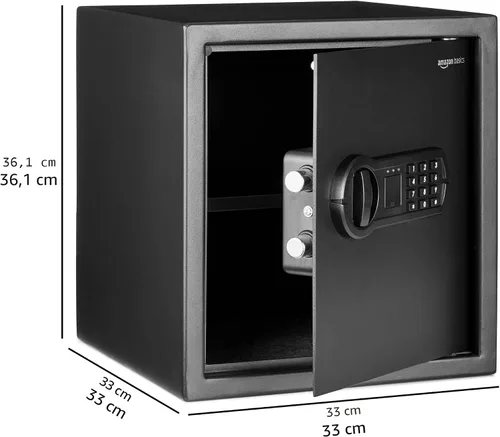 Vista 5 de Amazon Basics Caja fuerte electrónica de seguridad para el hogar de acero con bloqueo de teclado programable para documentos, joyas, objetos