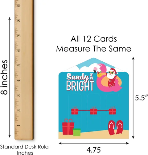 Vista 6 de Big Dot of Happiness Tropical Christmas - Juego de 12 tarjetas de encurtidos para fiesta de vacaciones de Santa en la playa, pestañas de tracción 3