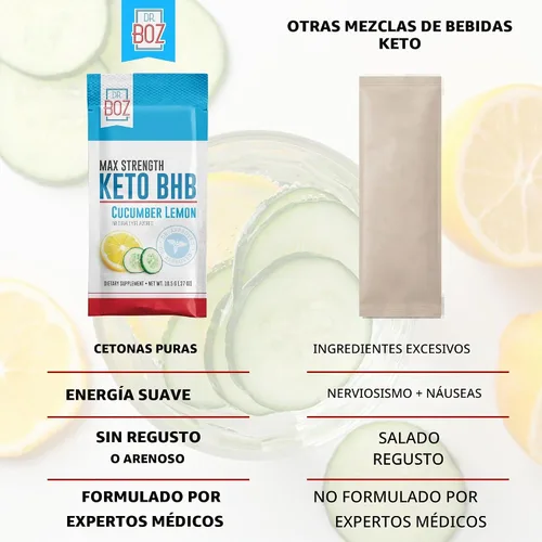 Vista 4 de Dr. Boz Keto BHB en polvo, pepino y limón, cetonas exógenas, 20